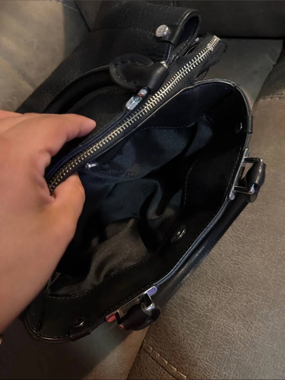 Calvin Klein Pebbled Leather Top-Handle Satchel in Black